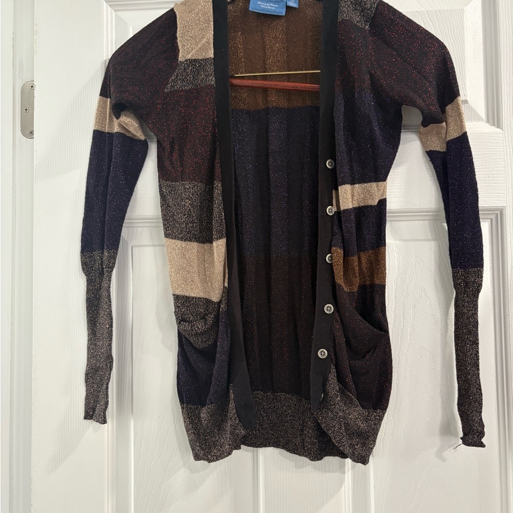 Metallic Color Block Cardigan